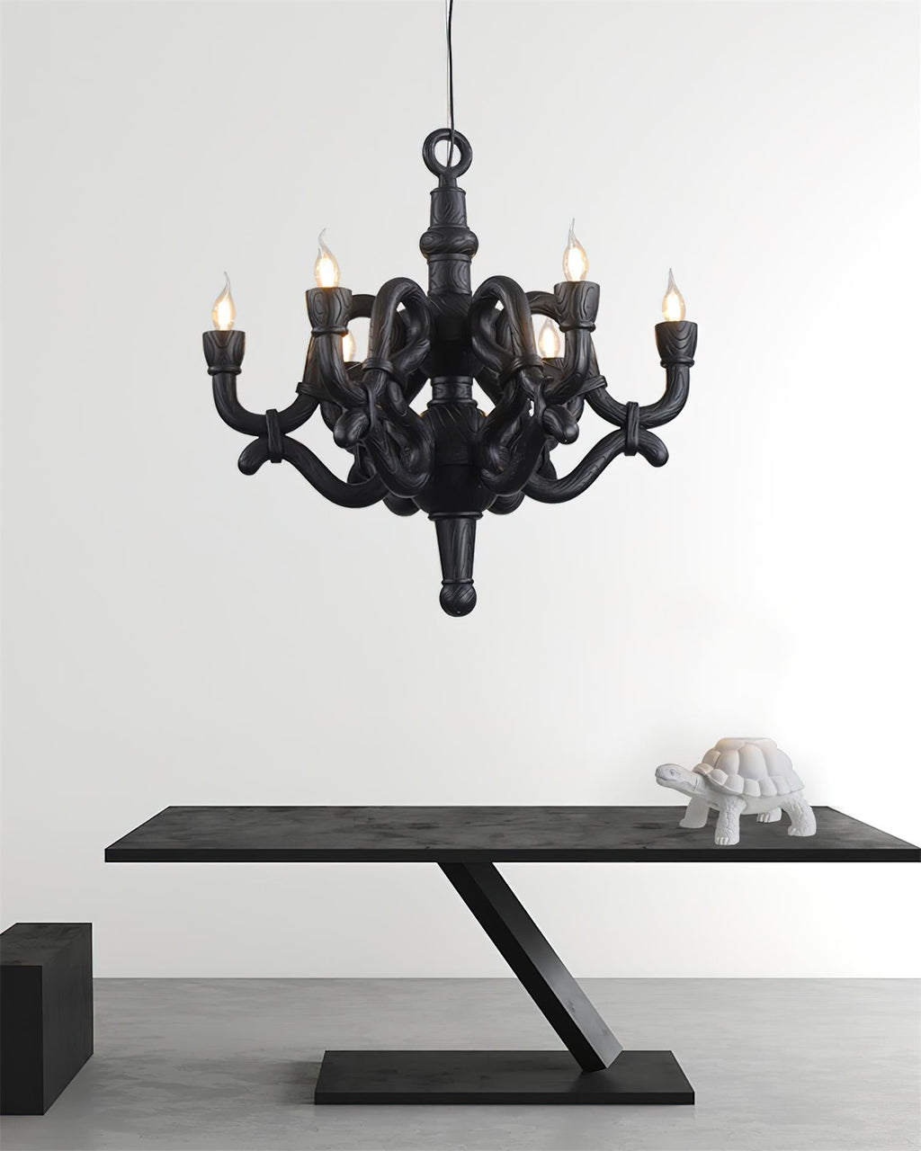 Nocturne Lustre Sculptural Bras en Faux-Bois - Neutralighting