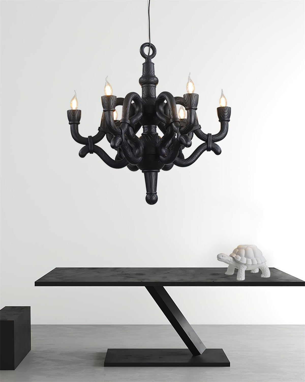 Nocturne Lustre Sculptural Bras en Faux-Bois - Neutralighting
