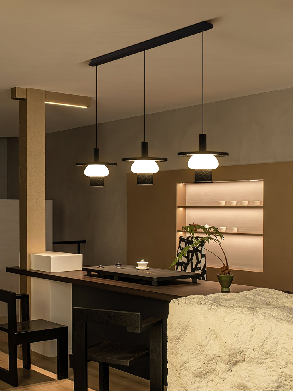 Zephaan Suspension Art Classique en Verre et Bois - Neutralighting