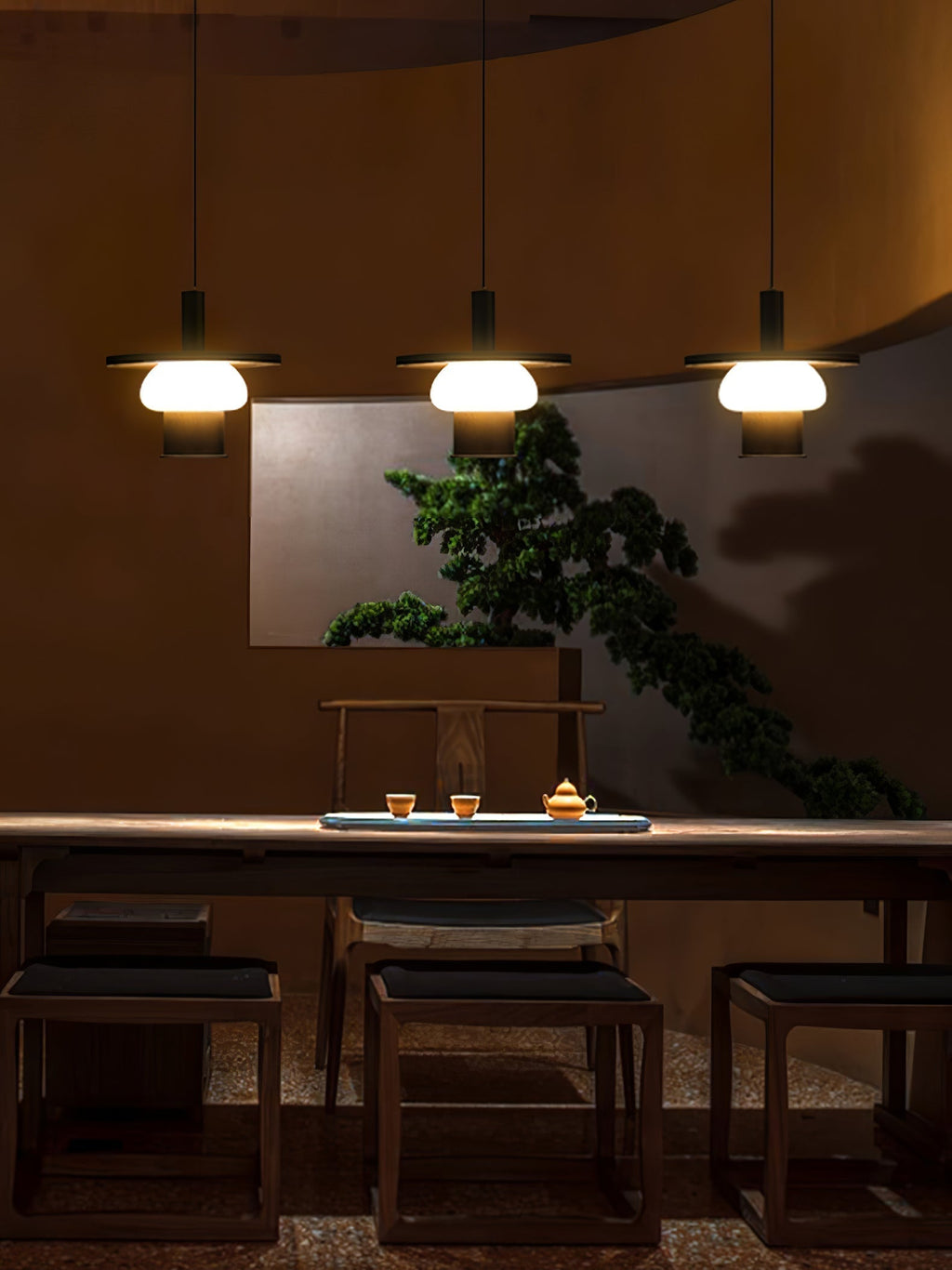 Zephaan Suspension Art Classique en Verre et Bois - Neutralighting