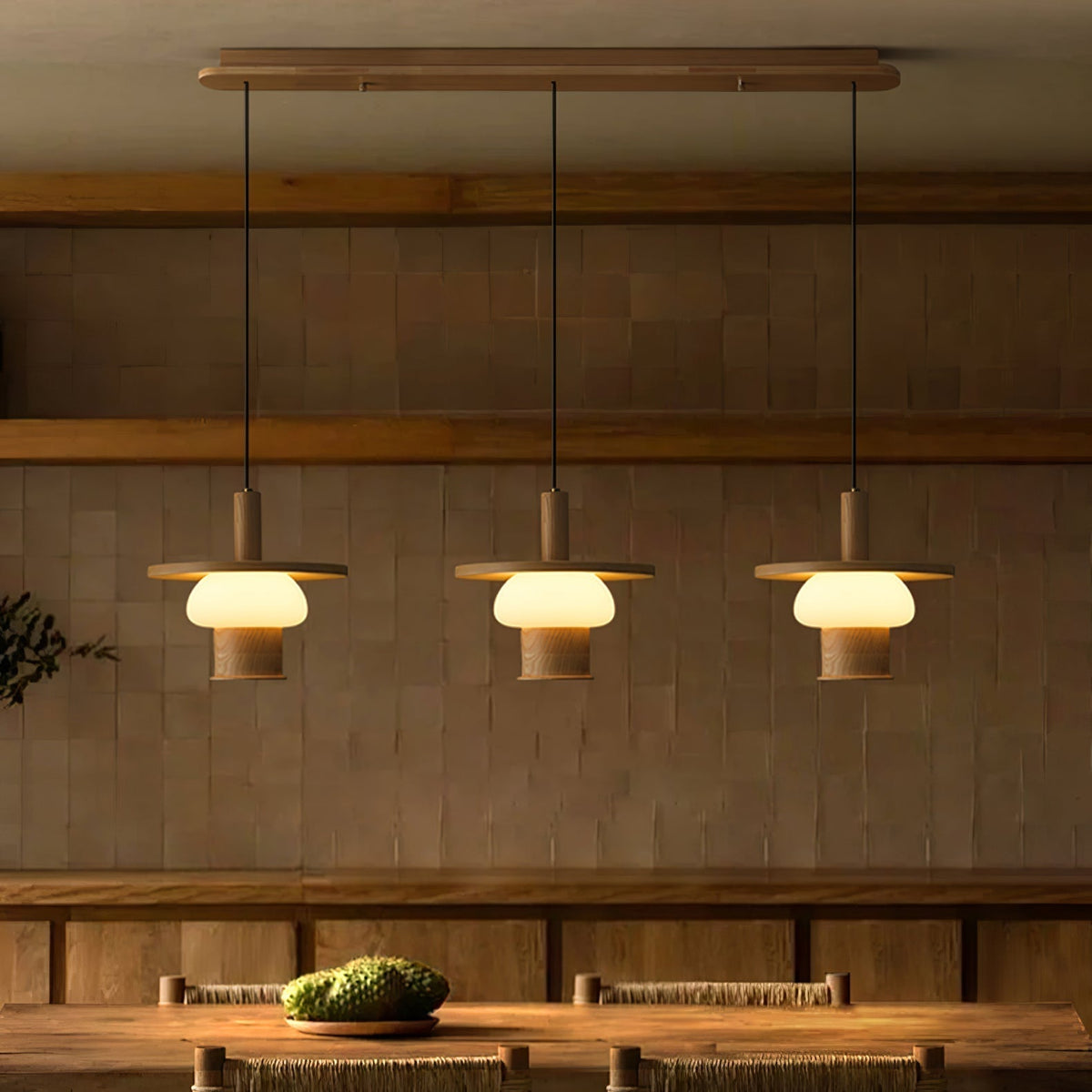 Zephaan Suspension Art Classique en Verre et Bois - Neutralighting