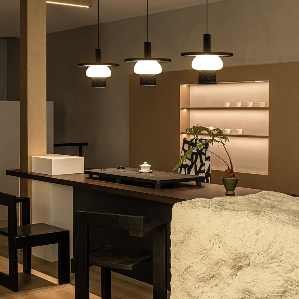 Zephaan Suspension Art Classique en Verre et Bois - Neutralighting