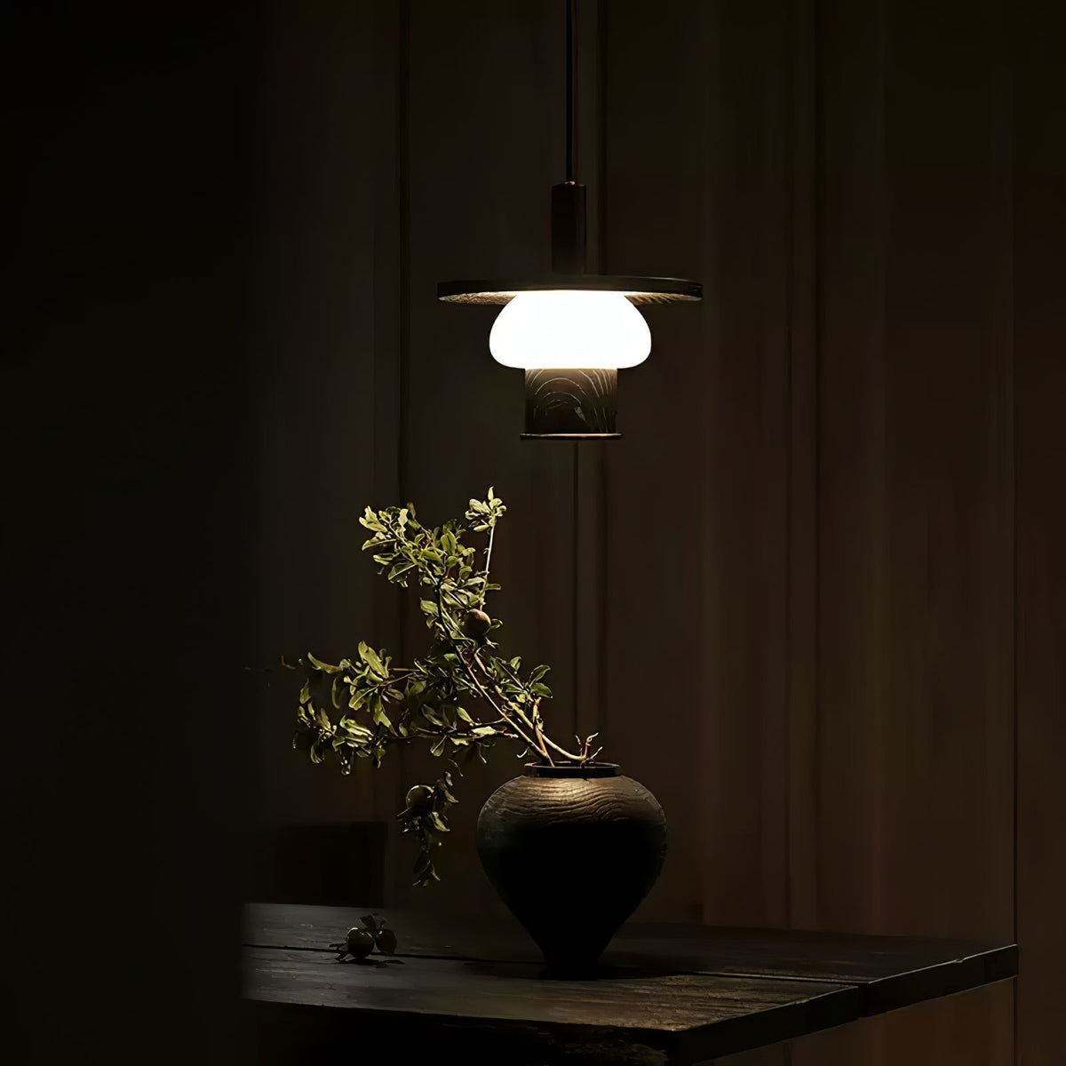 Zephaan Suspension Art Classique en Verre et Bois - Neutralighting