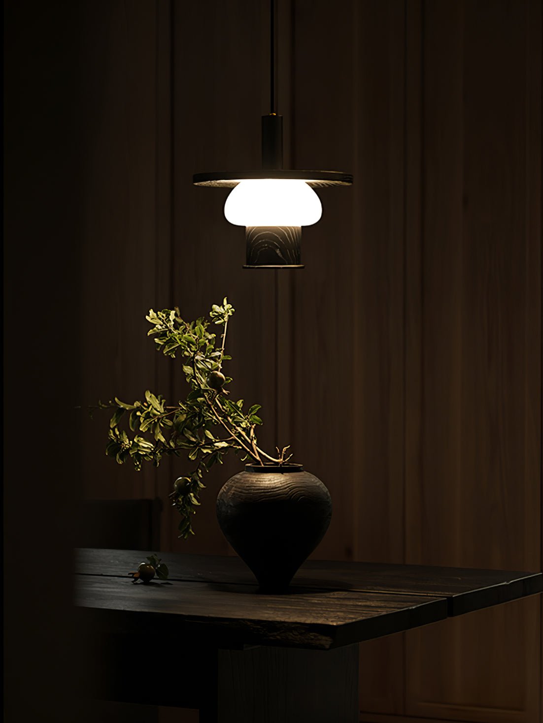 Zephaan Suspension Art Classique en Verre et Bois - Neutralighting