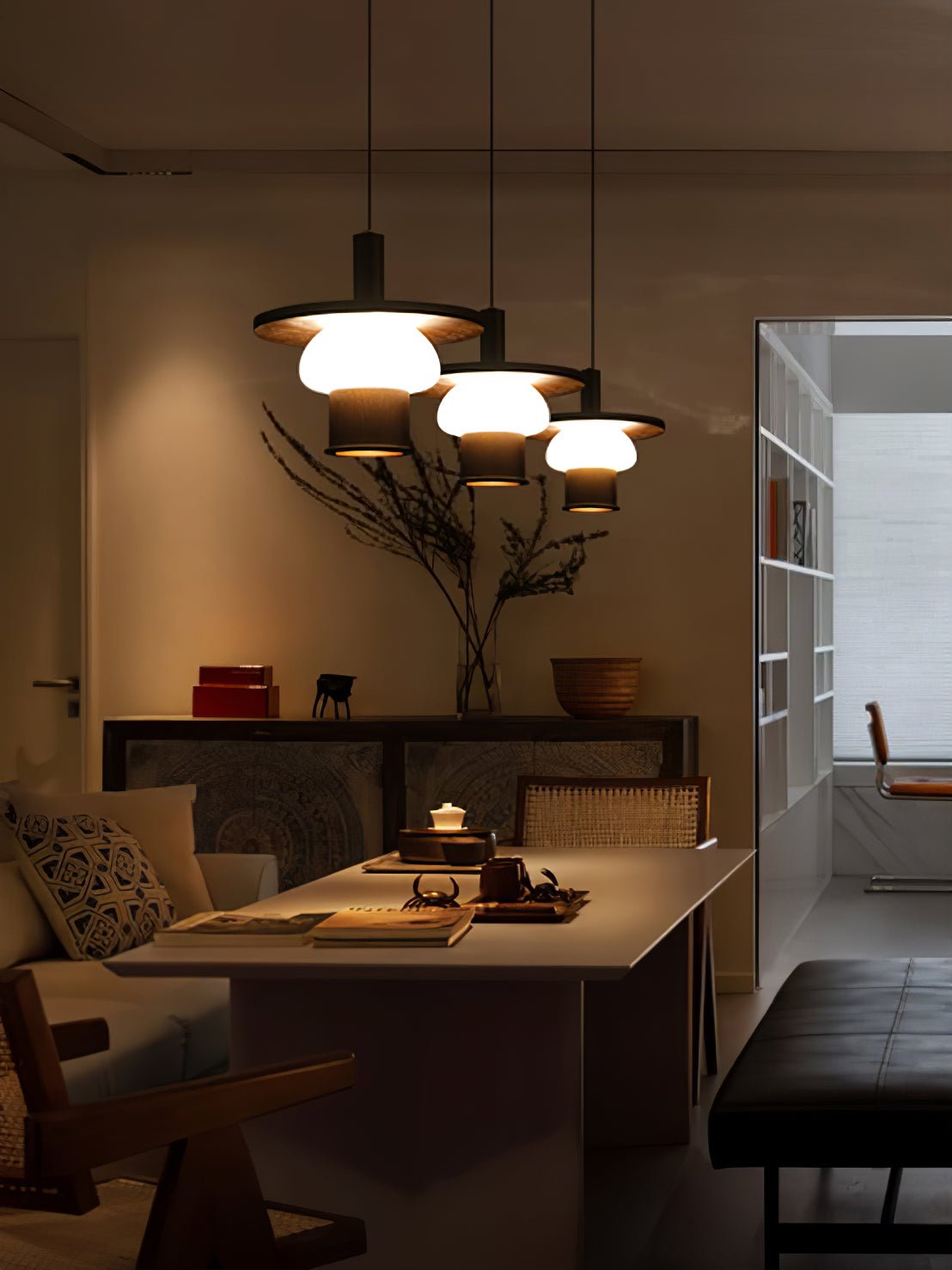 Zephaan Suspension Art Classique en Verre et Bois - Neutralighting