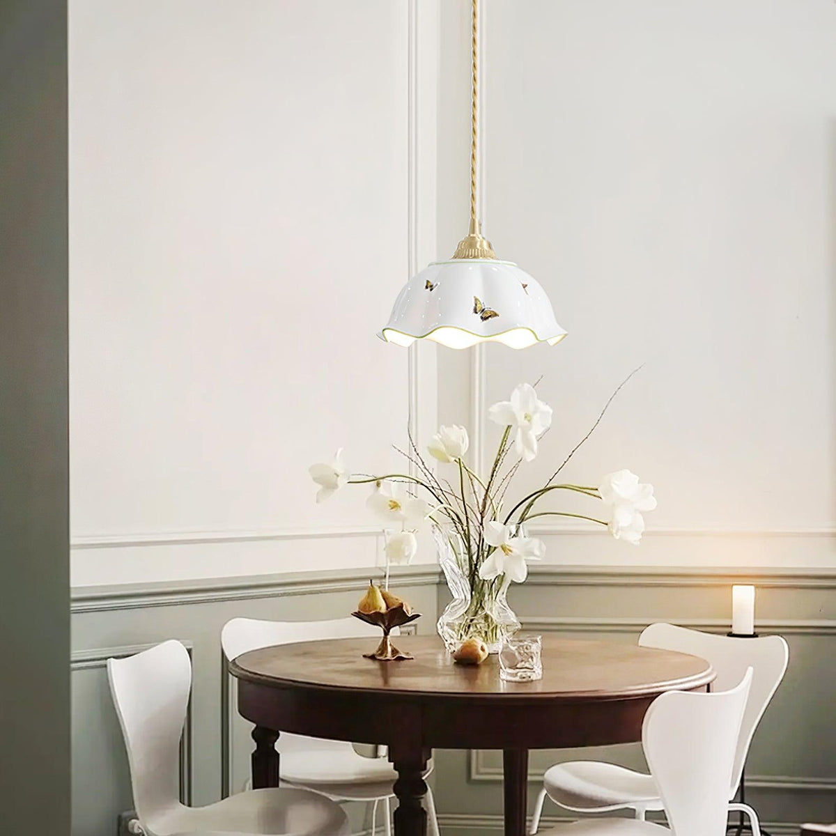 Vita Suspension Vintage en Céramique Papillons - Neutralighting