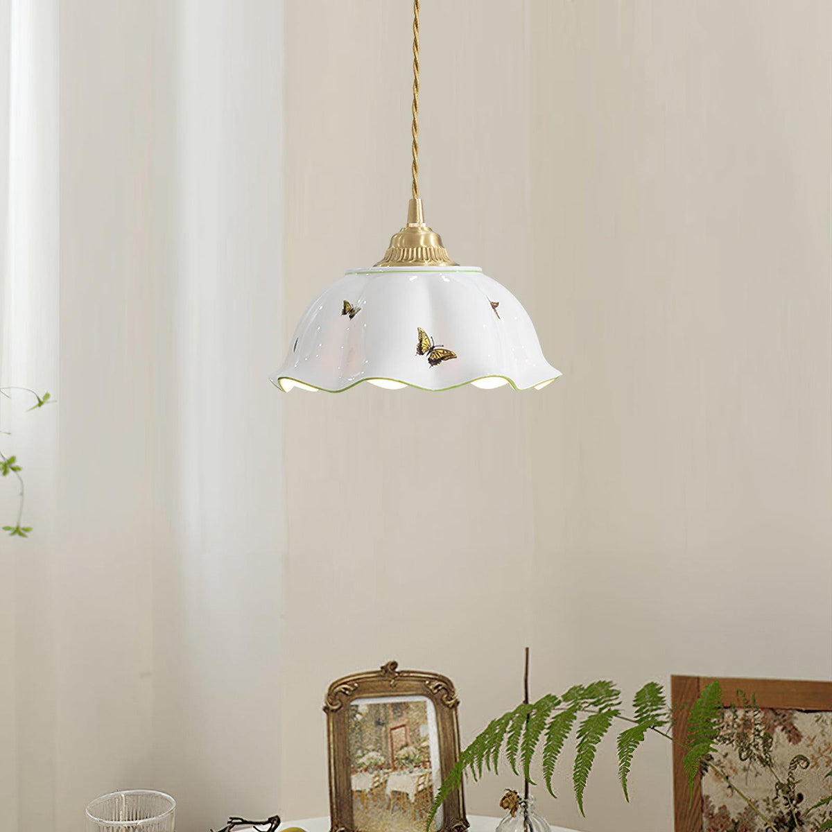 Vita Suspension Vintage en Céramique Papillons - Neutralighting