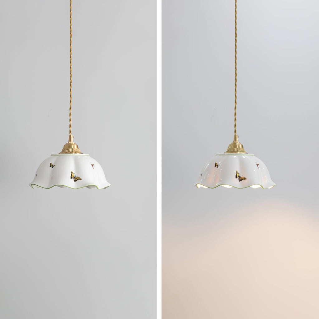 Vita Suspension Vintage en Céramique Papillons - Neutralighting