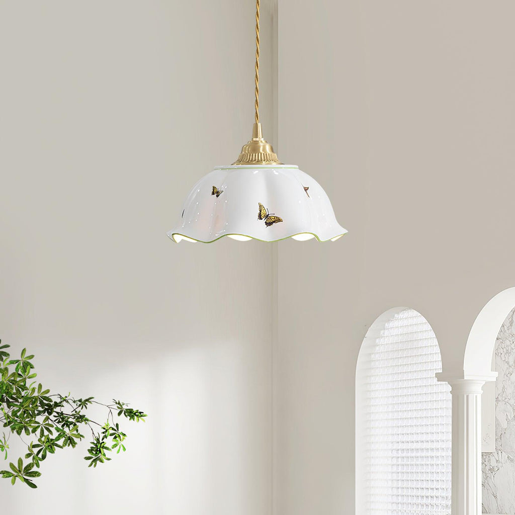 Vita Suspension Vintage en Céramique Papillons - Neutralighting