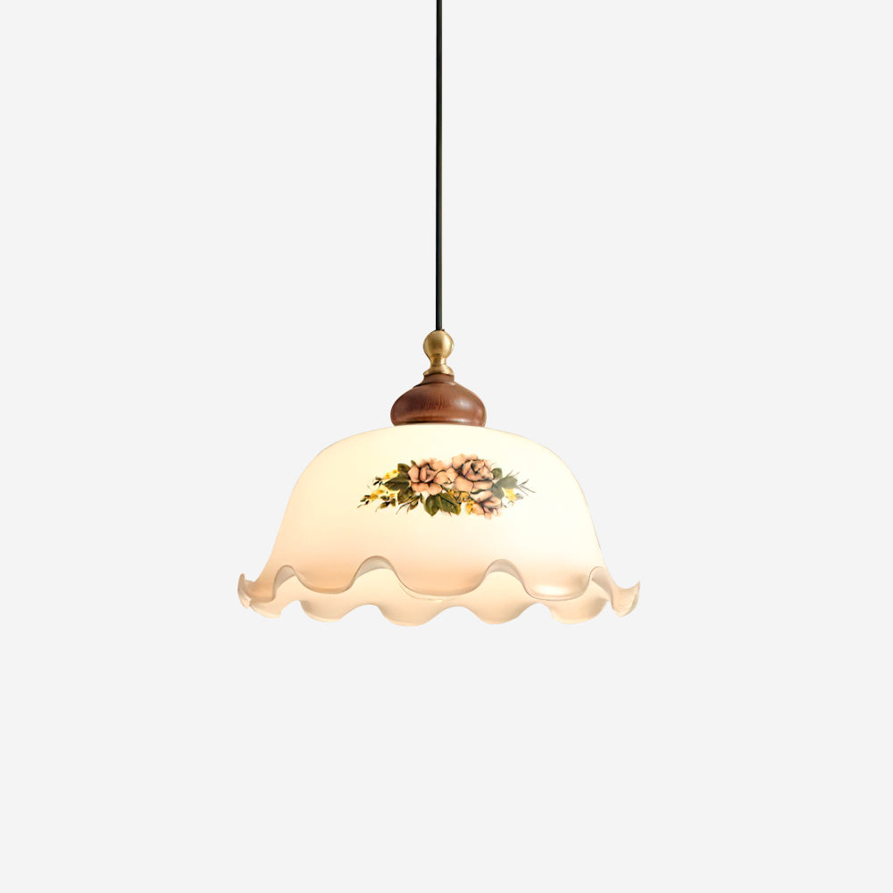 Belvia Suspension Vintage en Verre Floral - Neutralighting