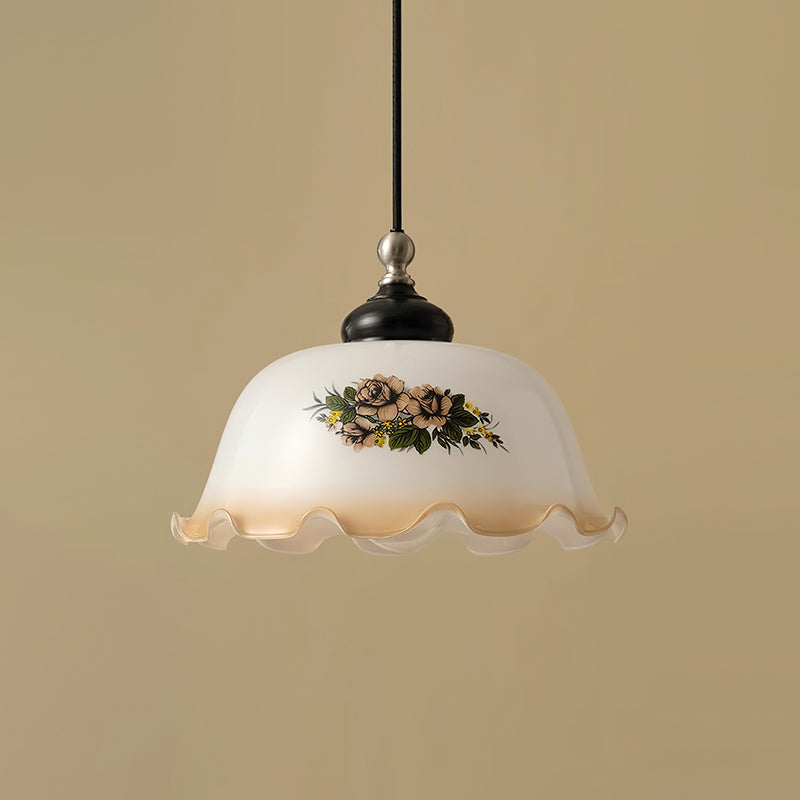 Belvia Suspension Vintage en Verre Floral - Neutralighting