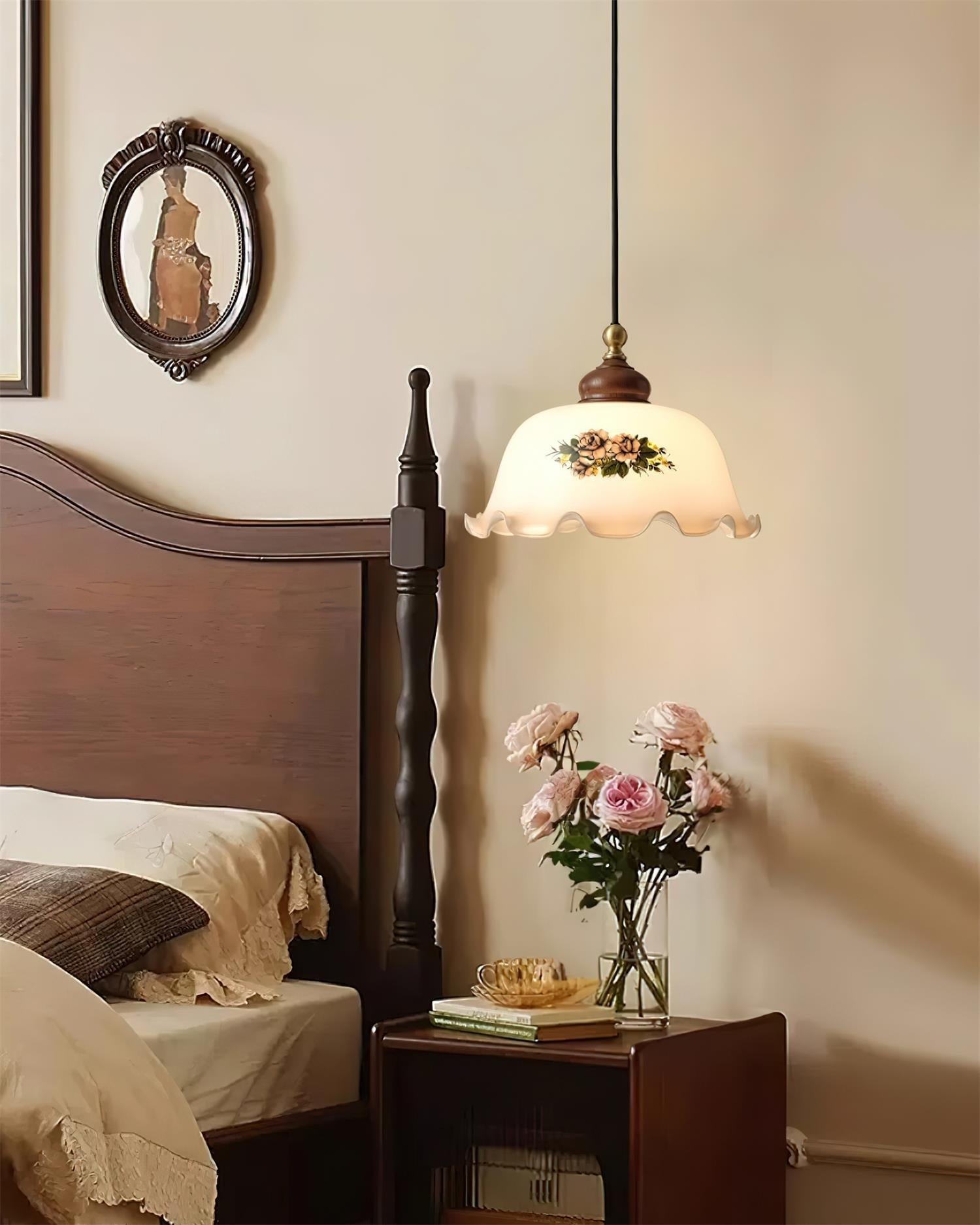 Belvia Suspension Vintage en Verre Floral - Neutralighting