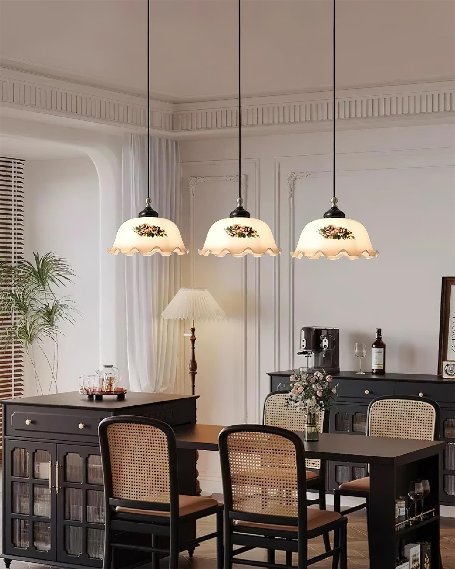 Belvia Suspension Vintage en Verre Floral - Neutralighting
