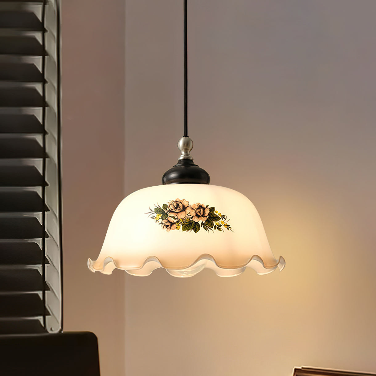 Belvia Suspension Vintage en Verre Floral - Neutralighting