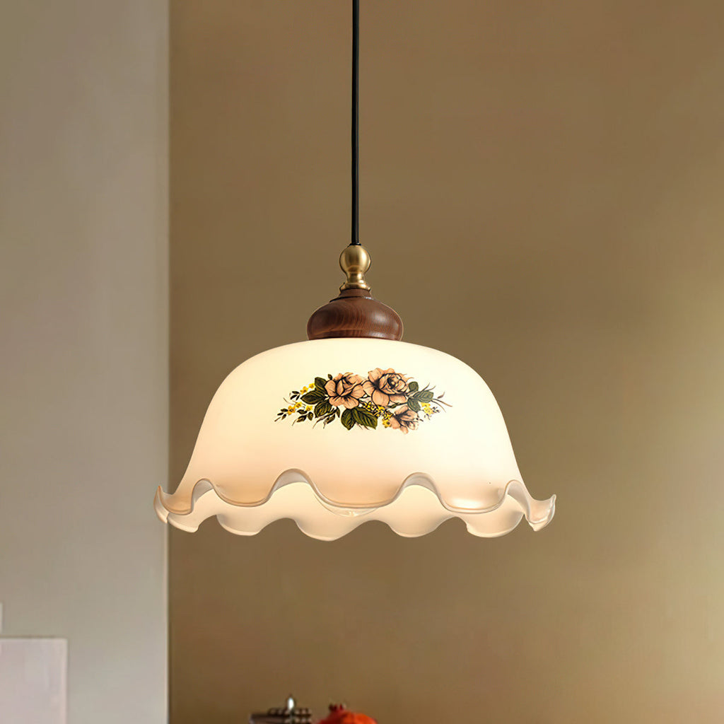 Belvia Suspension Vintage en Verre Floral - Neutralighting