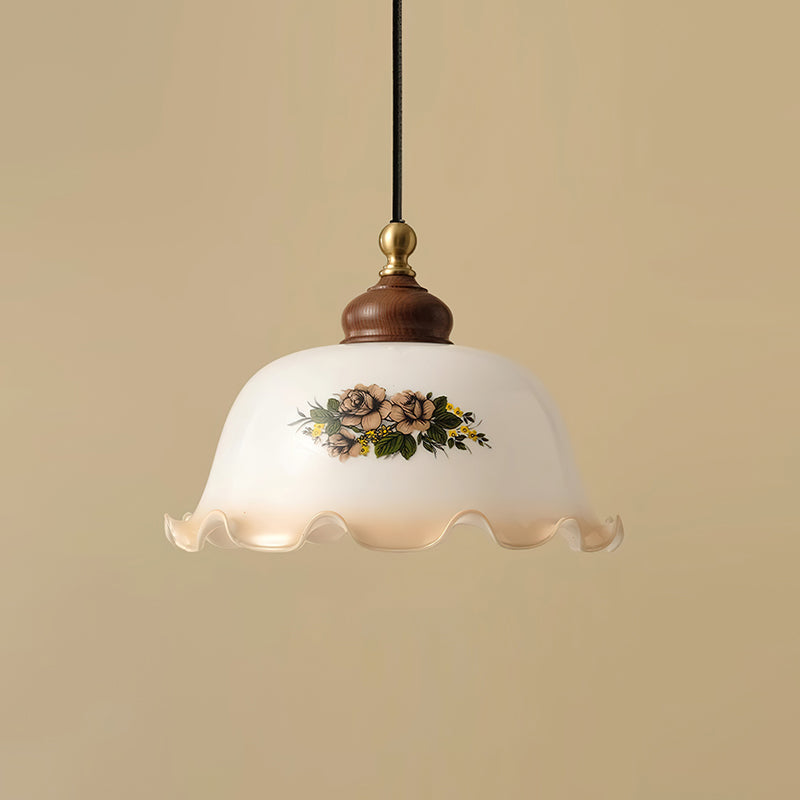 Belvia Suspension Vintage en Verre Floral - Neutralighting
