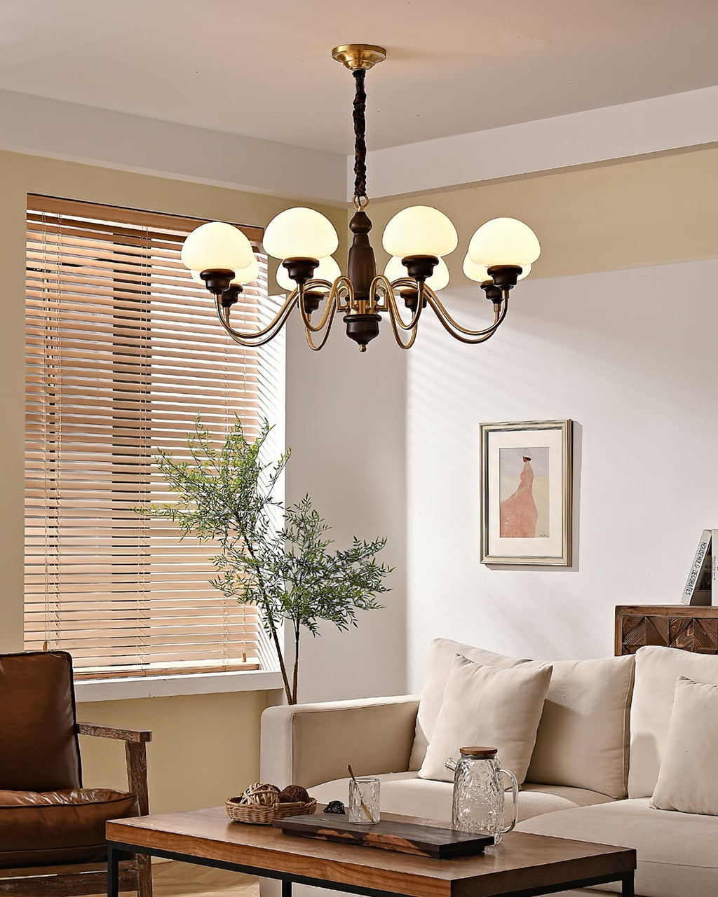 Nonna Lustre Spiral Bois Orbes en Verre - Neutralighting