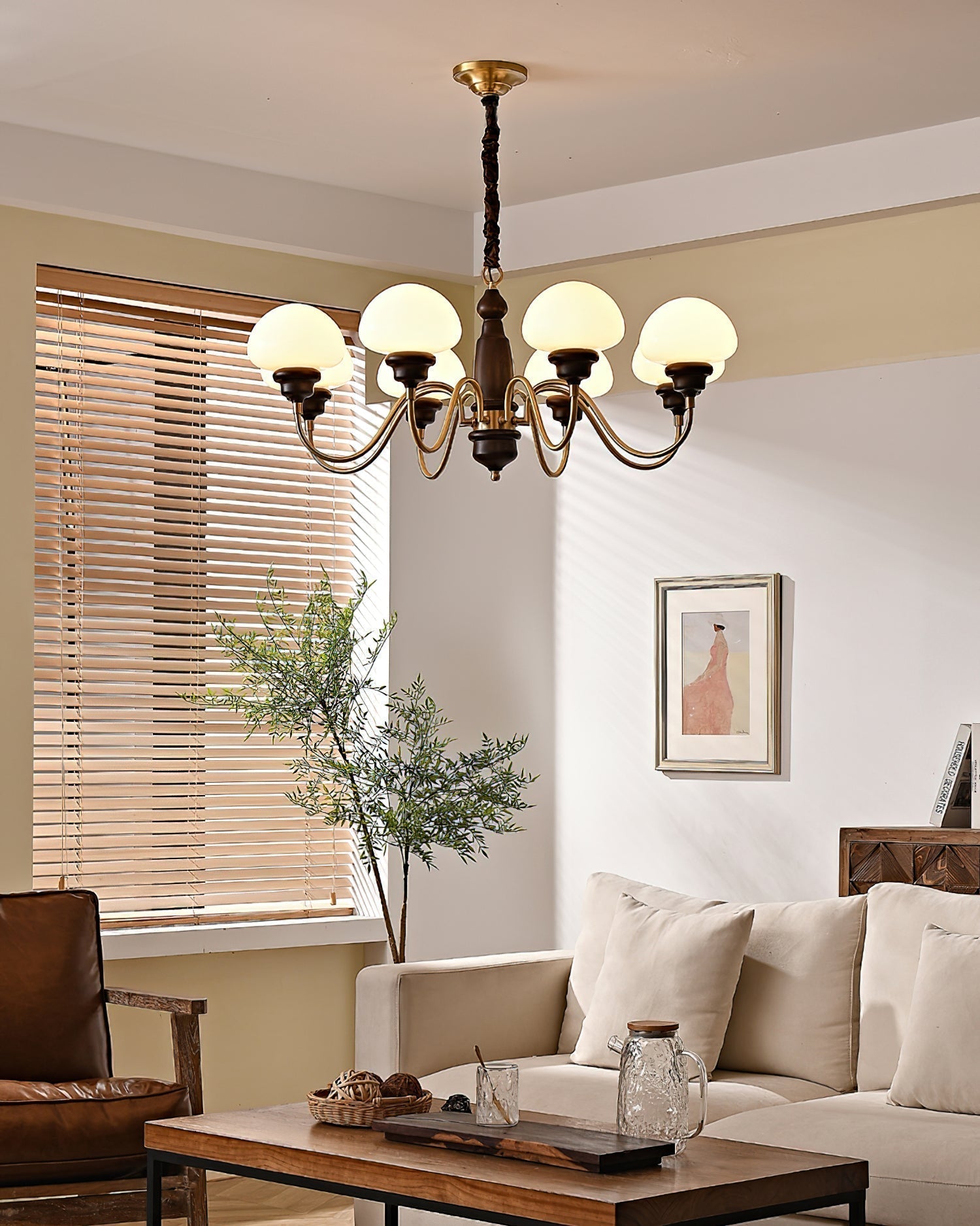 Nonna Lustre Spiral Bois Orbes en Verre - Neutralighting