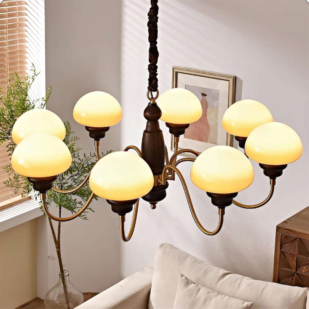 Nonna Lustre Spiral Bois Orbes en Verre - Neutralighting