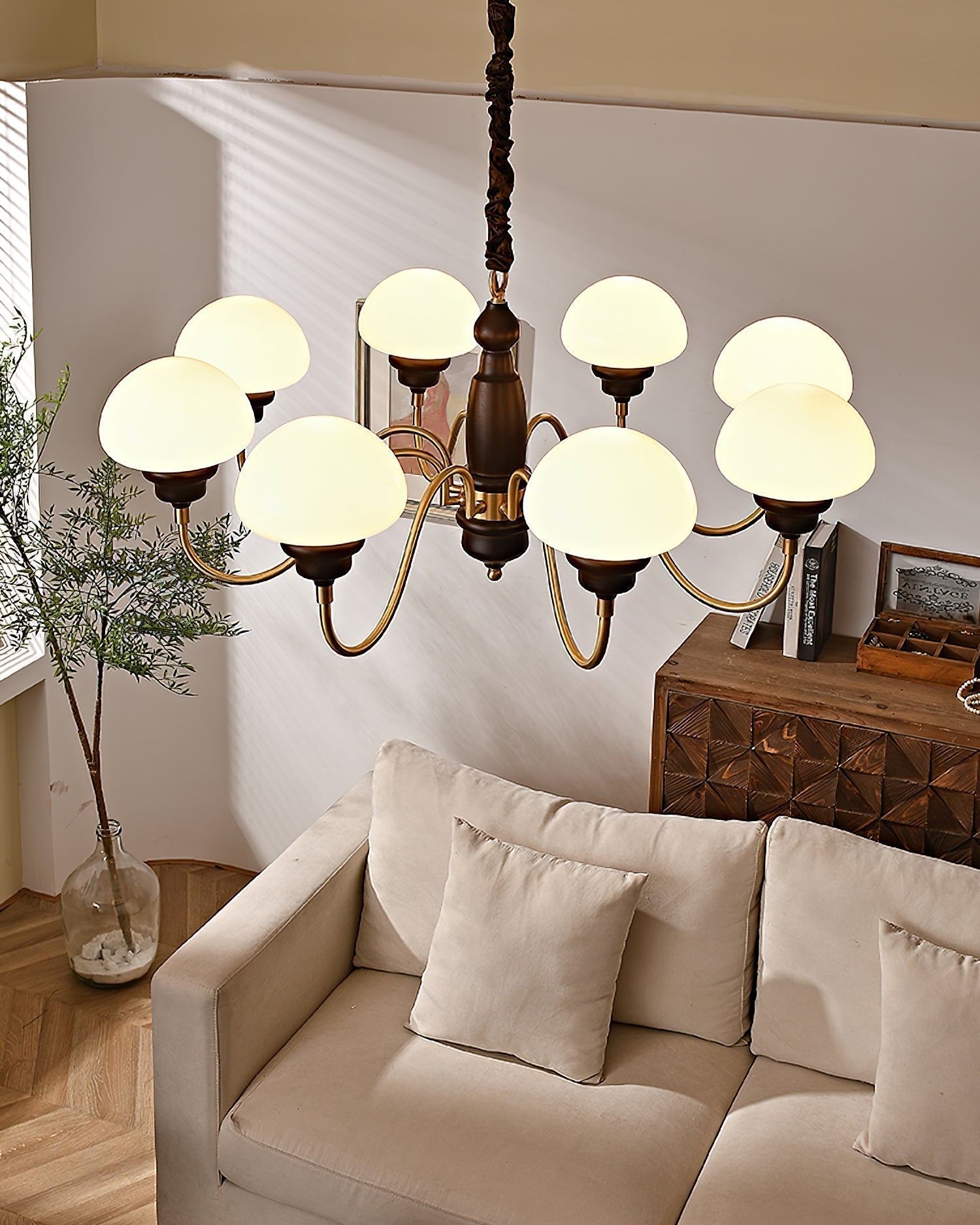 Nonna Lustre Spiral Bois Orbes en Verre - Neutralighting