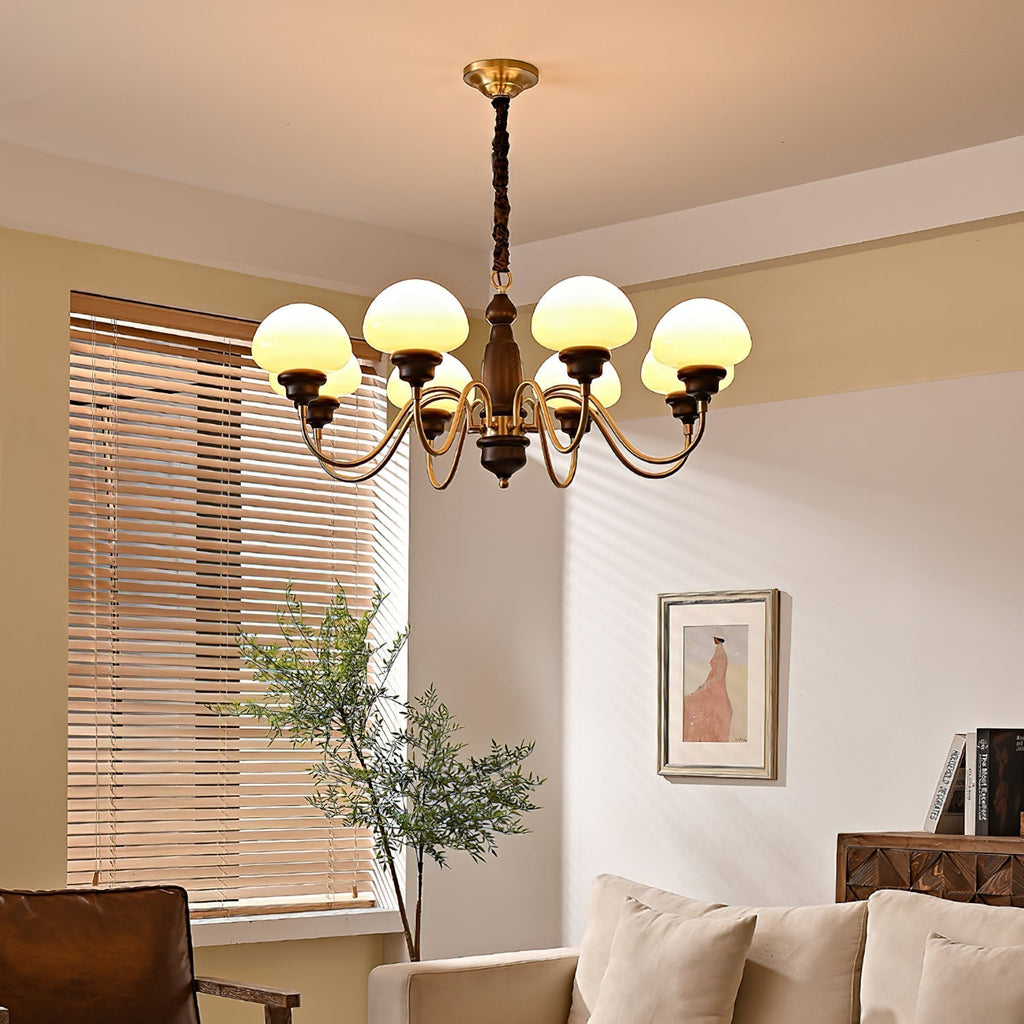 Nonna Lustre Spiral Bois Orbes en Verre - Neutralighting