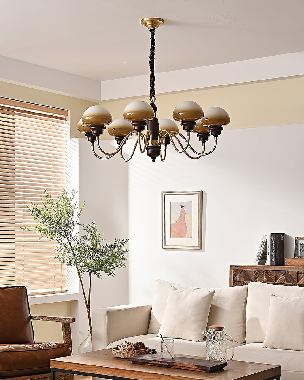 Nonna Lustre Spiral Bois Orbes en Verre - Neutralighting