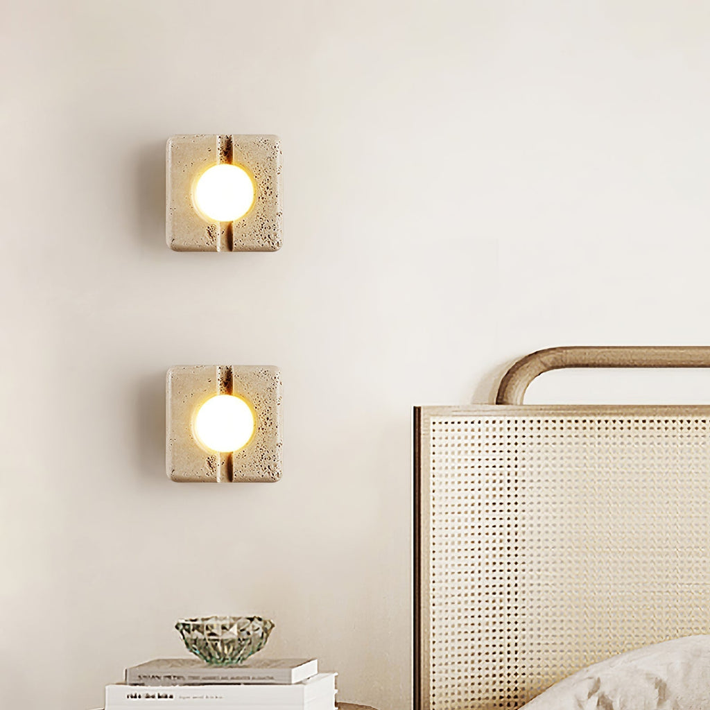 Olvenan Carré Travertin Luminaire Mural - Neutralighting