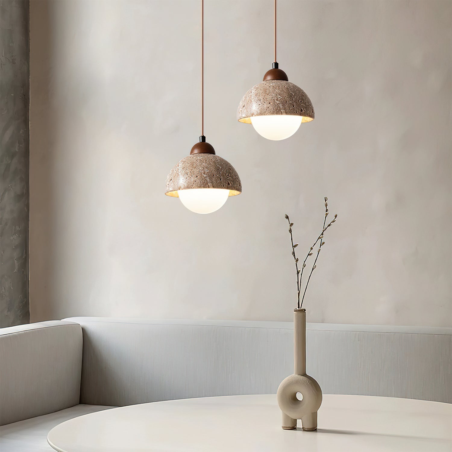 Orzora Suspension en Travertin Forme de Dôme - Neutralighting