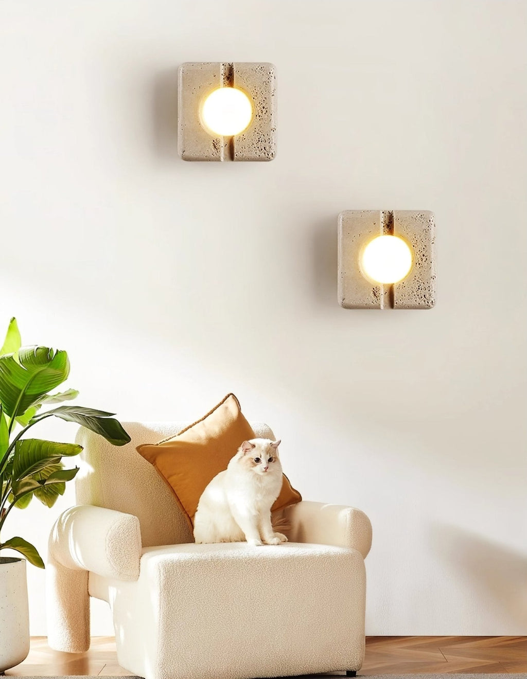 Olvenan Carré Travertin Luminaire Mural - Neutralighting