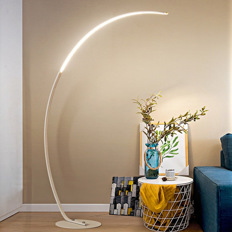 Ray Lampadaire Arche Moderne, Métal/Acrylique, Blanc/Noir, Salon - Neutralighting