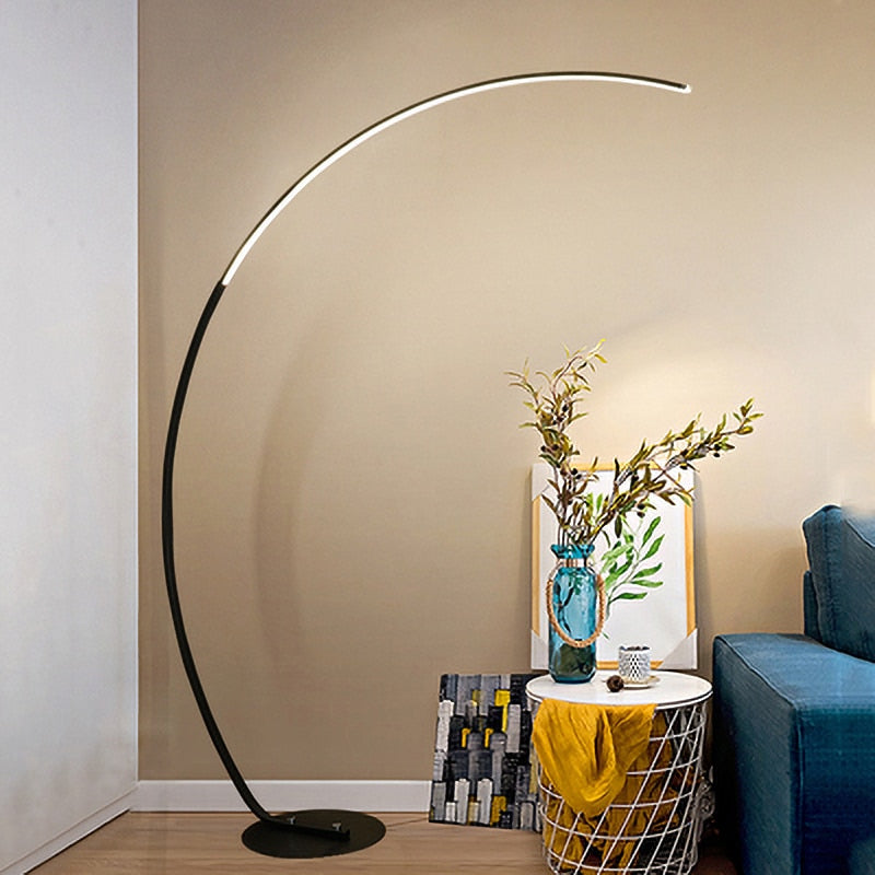 Ray Lampadaire Arche Moderne, Métal/Acrylique, Blanc/Noir, Salon - Neutralighting