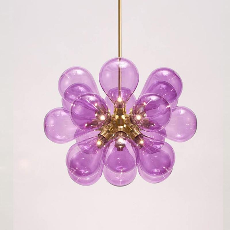 Valentina Suspension Moderne, Métal/Verre, Blanc/Bleu/Violet/Doré, Salon - Neutralighting