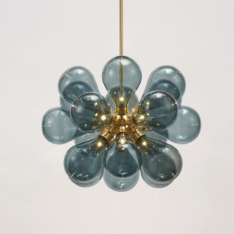Valentina Suspension Moderne, Métal/Verre, Blanc/Bleu/Violet/Doré, Salon - Neutralighting