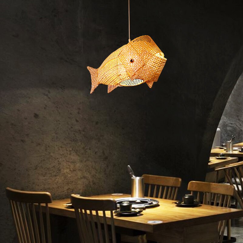 Ritta Luminaires Suspension Poisson Simple Métal/Rotin, Salon - Neutralighting