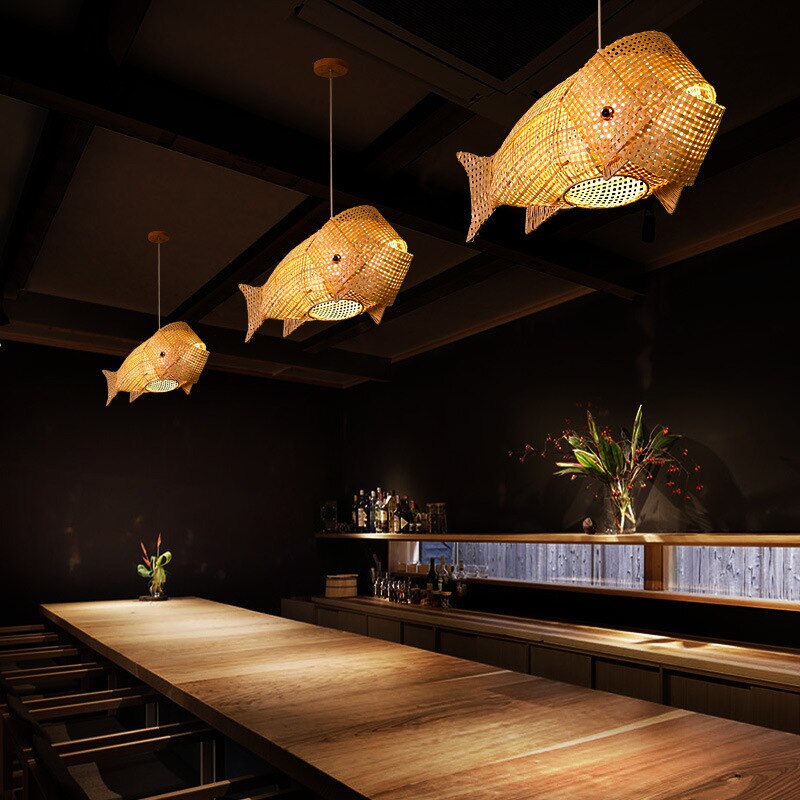 Ritta Luminaires Suspension Poisson Simple Métal/Rotin, Salon - Neutralighting