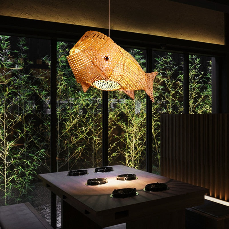 Ritta Luminaires Suspension Poisson Simple Métal/Rotin, Salon - Neutralighting