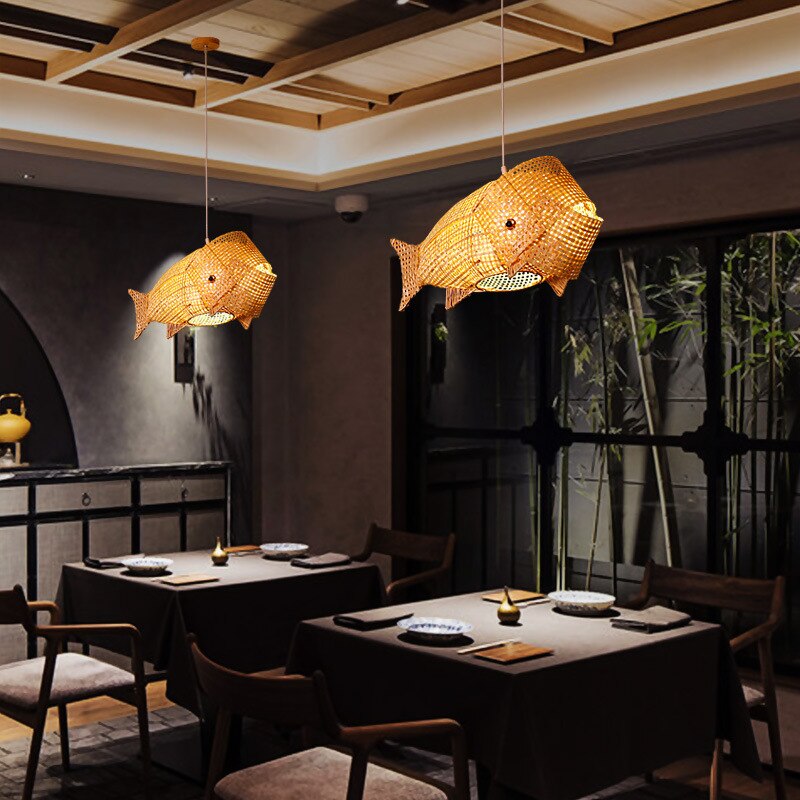 Ritta Luminaires Suspension Poisson Simple Métal/Rotin, Salon - Neutralighting