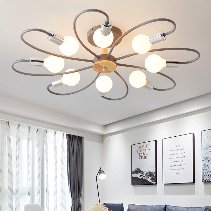 Aria Plafonnier Fleur Nordique, Metal/Verre, Vert/Gris, Chambre - Neutralighting
