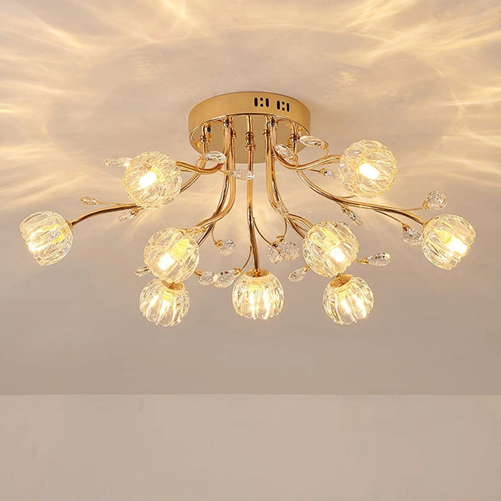 Valentina Fleur Nordique LED Plafonnier Verre Salon - Neutralighting