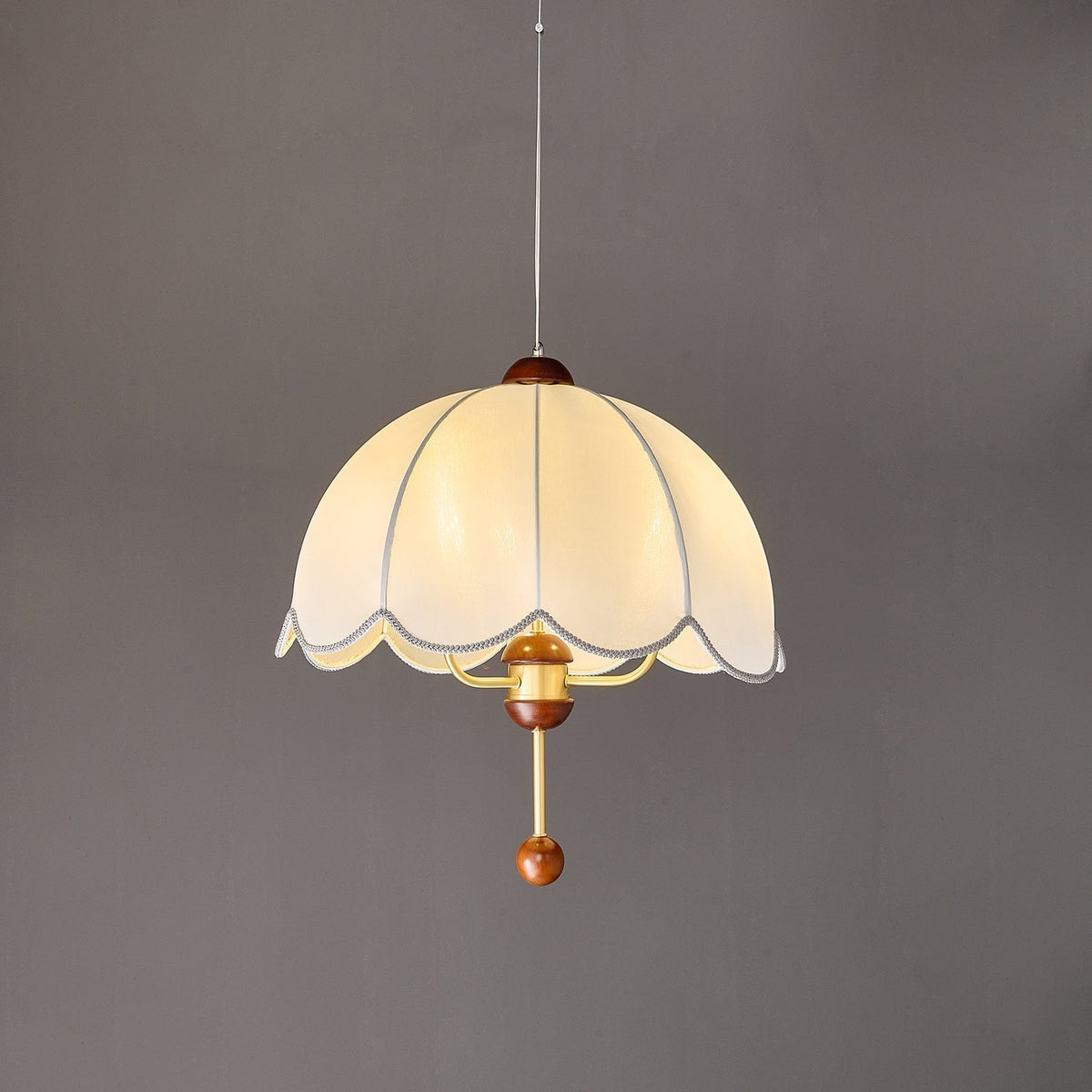 Varaeia Suspension Élégante en Tissu Fleuri et Bois - Neutralighting