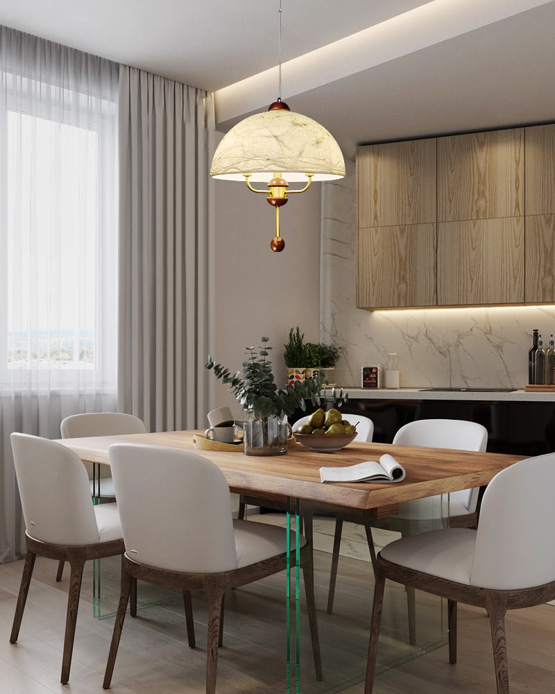 Varaeia Suspension Élégante en Tissu Fleuri et Bois - Neutralighting