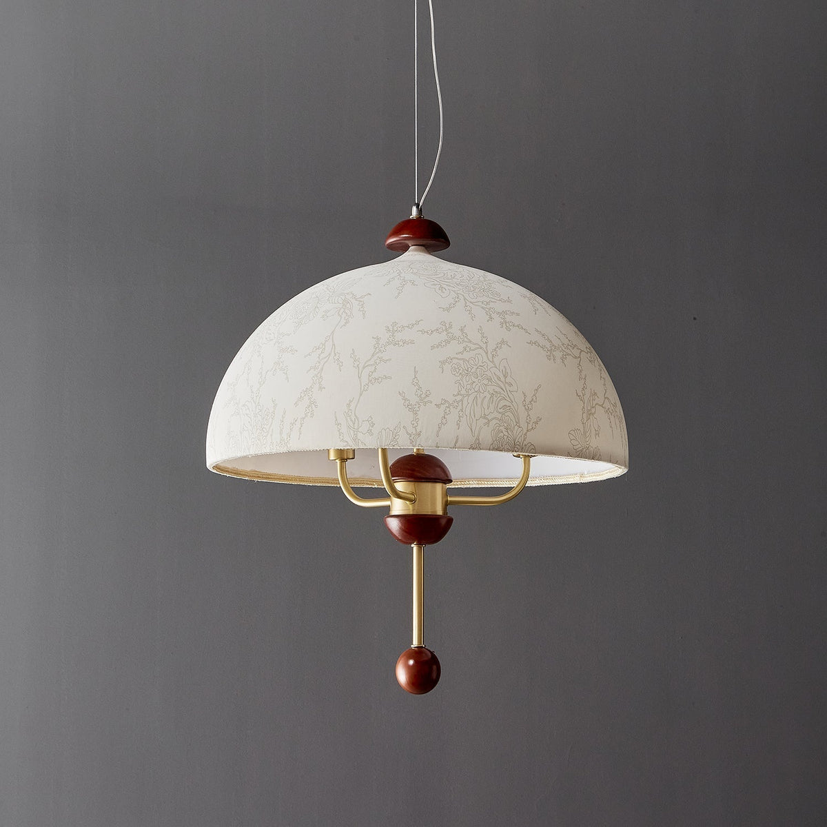 Varaeia Suspension Élégante en Tissu Fleuri et Bois - Neutralighting