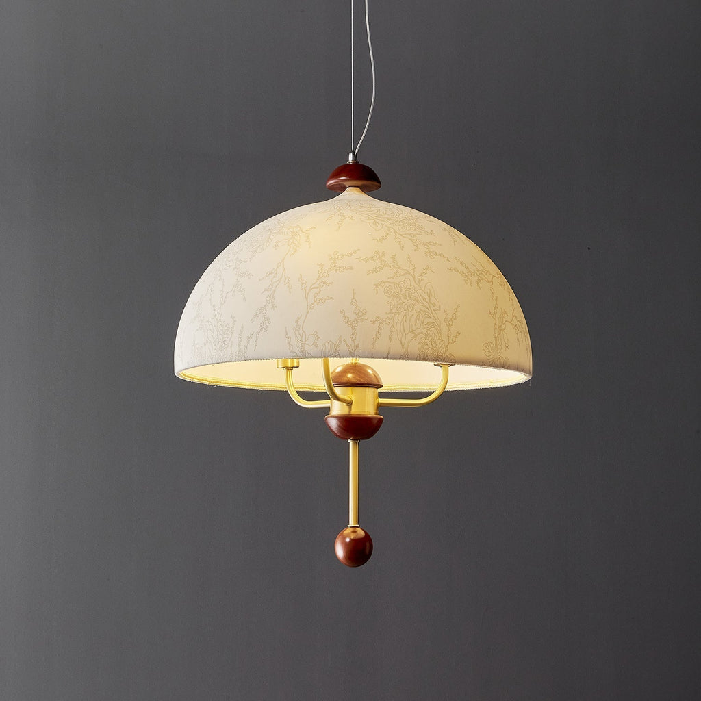 Varaeia Suspension Élégante en Tissu Fleuri et Bois - Neutralighting