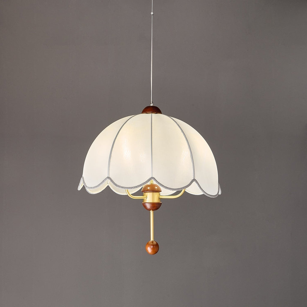 Varaeia Suspension Élégante en Tissu Fleuri et Bois - Neutralighting
