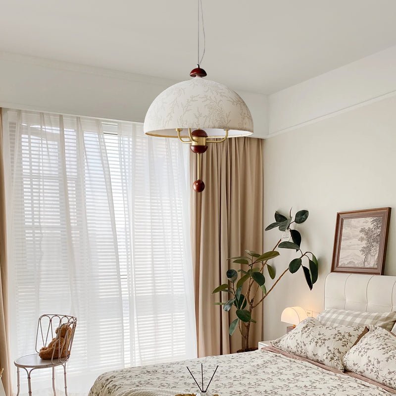 Varaeia Suspension Élégante en Tissu Fleuri et Bois - Neutralighting