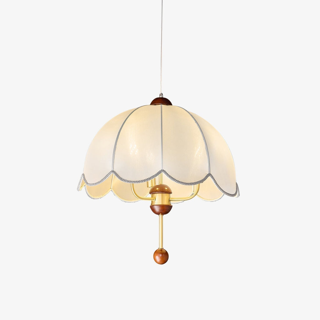 Varaeia Suspension Élégante en Tissu Fleuri et Bois - Neutralighting