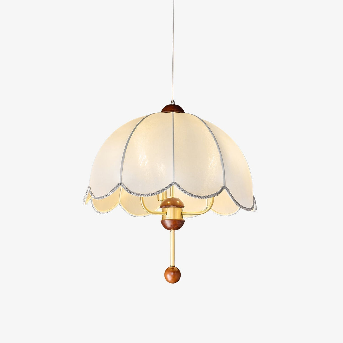 Varaeia Suspension Élégante en Tissu Fleuri et Bois - Neutralighting