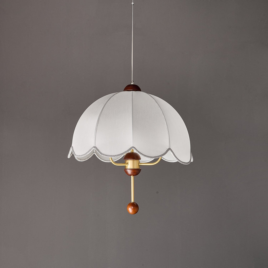 Varaeia Suspension Élégante en Tissu Fleuri et Bois - Neutralighting