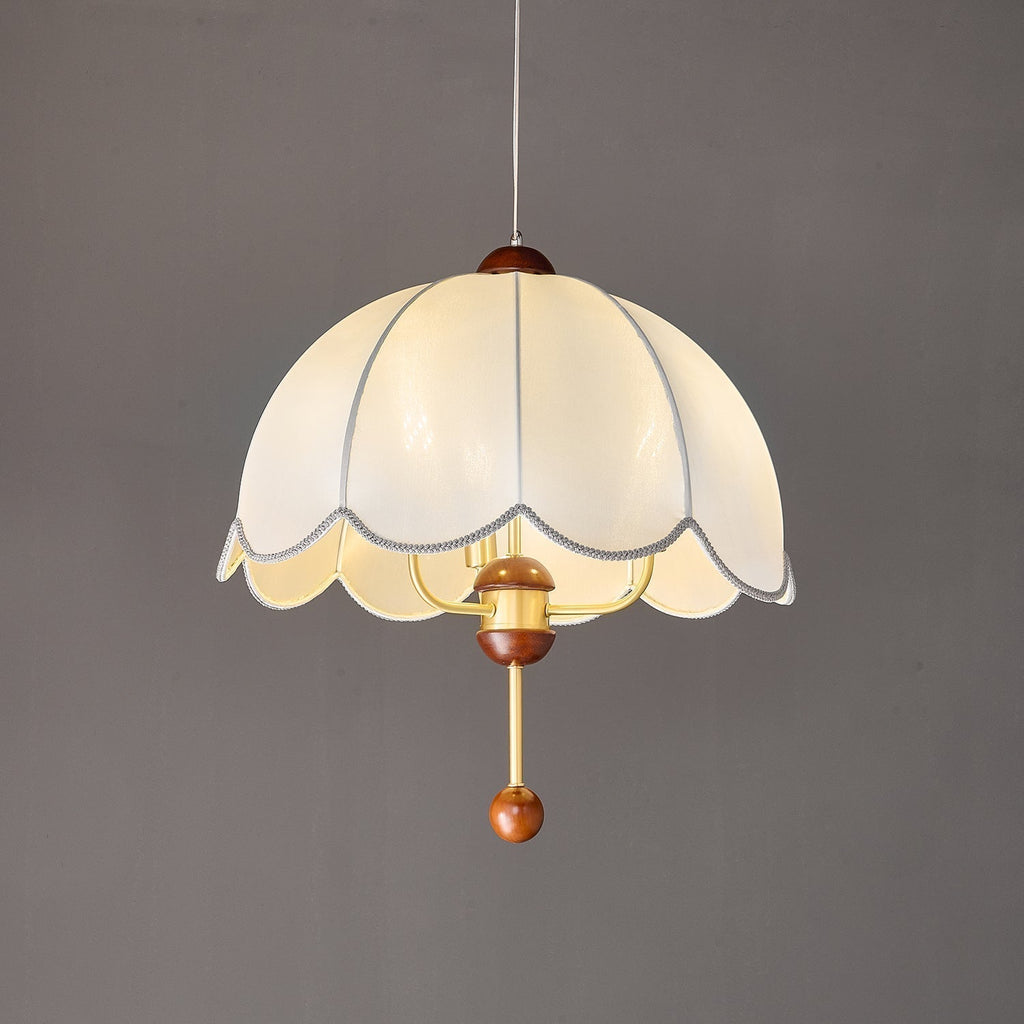 Varaeia Suspension Élégante en Tissu Fleuri et Bois - Neutralighting