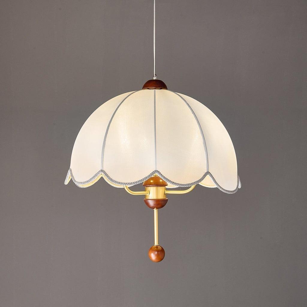 Varaeia Suspension Élégante en Tissu Fleuri et Bois - Neutralighting